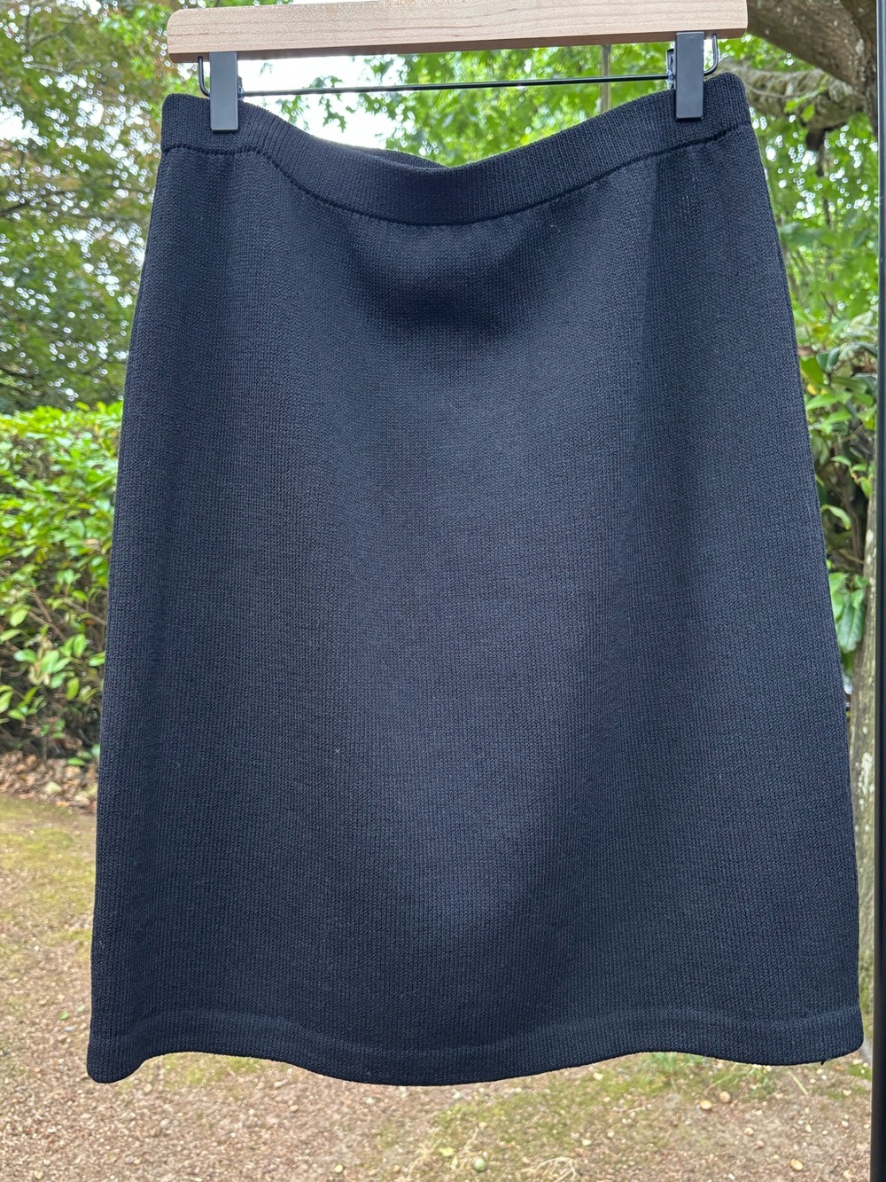 St. John Basics Black Knit A-Line Skirt